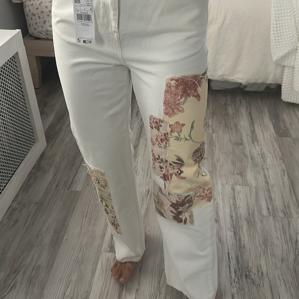 Mango White Patchwork Denim Jeans - image 3